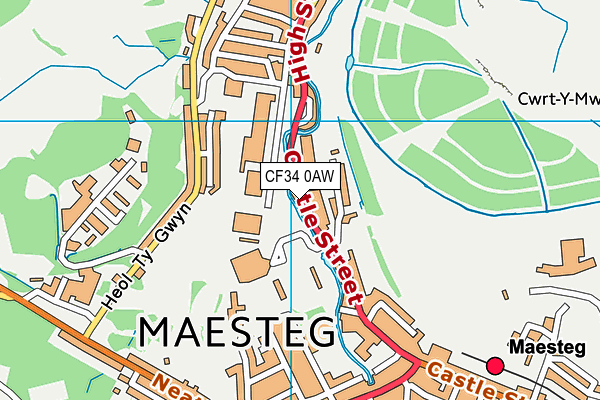 CF34 0AW map - OS VectorMap District (Ordnance Survey)