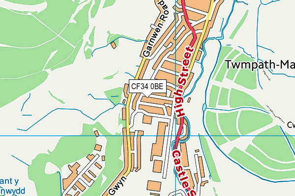 CF34 0BE map - OS VectorMap District (Ordnance Survey)