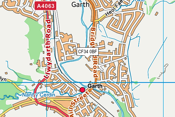 CF34 0BF map - OS VectorMap District (Ordnance Survey)