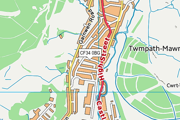 CF34 0BG map - OS VectorMap District (Ordnance Survey)