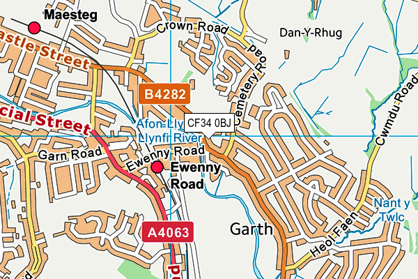 CF34 0BJ map - OS VectorMap District (Ordnance Survey)