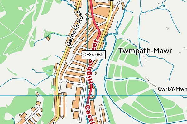 CF34 0BP map - OS VectorMap District (Ordnance Survey)