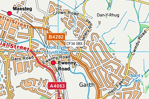 CF34 0BX map - OS VectorMap District (Ordnance Survey)