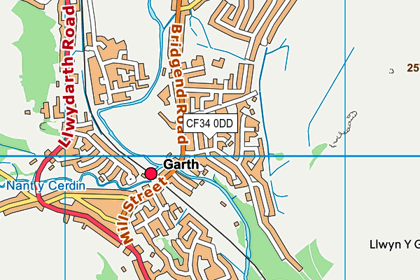 CF34 0DD map - OS VectorMap District (Ordnance Survey)