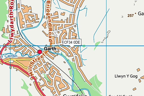 CF34 0DE map - OS VectorMap District (Ordnance Survey)