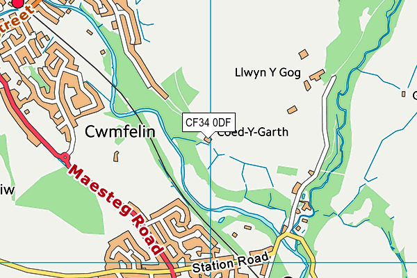 CF34 0DF map - OS VectorMap District (Ordnance Survey)