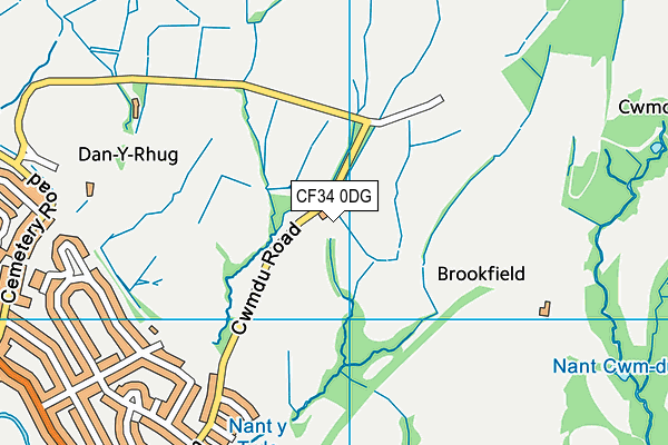 CF34 0DG map - OS VectorMap District (Ordnance Survey)