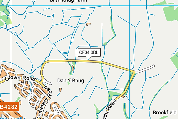 CF34 0DL map - OS VectorMap District (Ordnance Survey)