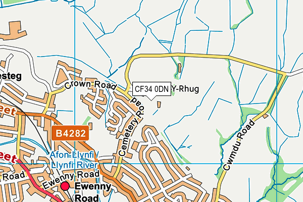 CF34 0DN map - OS VectorMap District (Ordnance Survey)