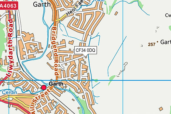 CF34 0DQ map - OS VectorMap District (Ordnance Survey)