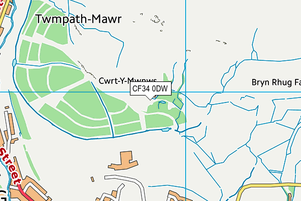 CF34 0DW map - OS VectorMap District (Ordnance Survey)