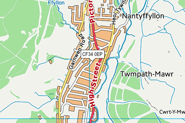 CF34 0EP map - OS VectorMap District (Ordnance Survey)