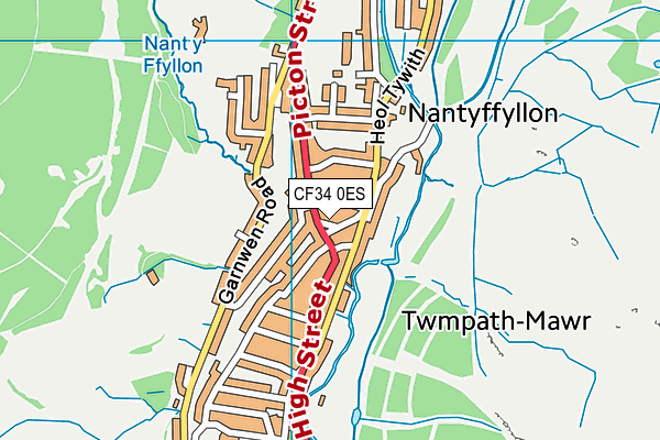 CF34 0ES map - OS VectorMap District (Ordnance Survey)