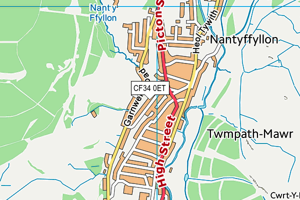 CF34 0ET map - OS VectorMap District (Ordnance Survey)