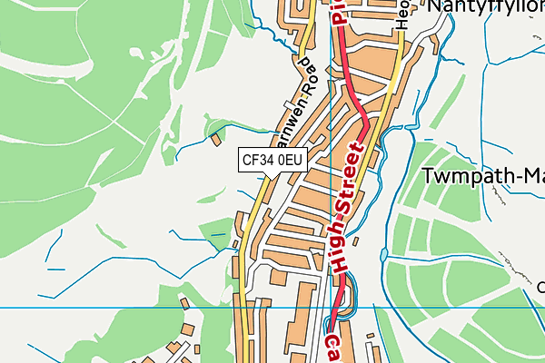 CF34 0EU map - OS VectorMap District (Ordnance Survey)