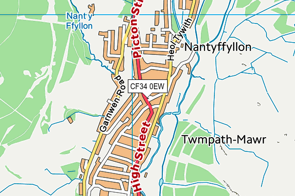 CF34 0EW map - OS VectorMap District (Ordnance Survey)