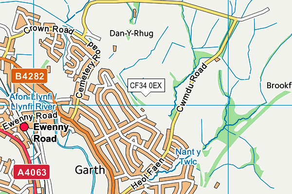 CF34 0EX map - OS VectorMap District (Ordnance Survey)