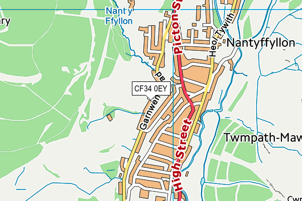 CF34 0EY map - OS VectorMap District (Ordnance Survey)