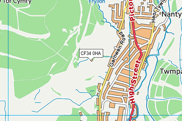 CF34 0HA map - OS VectorMap District (Ordnance Survey)