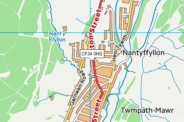 CF34 0HG map - OS VectorMap District (Ordnance Survey)