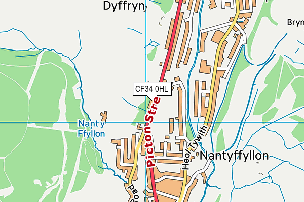 CF34 0HL map - OS VectorMap District (Ordnance Survey)