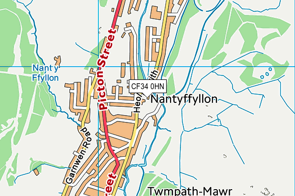 CF34 0HN map - OS VectorMap District (Ordnance Survey)