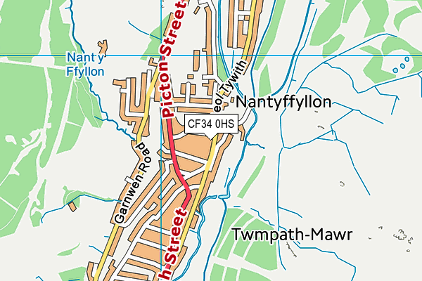 CF34 0HS map - OS VectorMap District (Ordnance Survey)