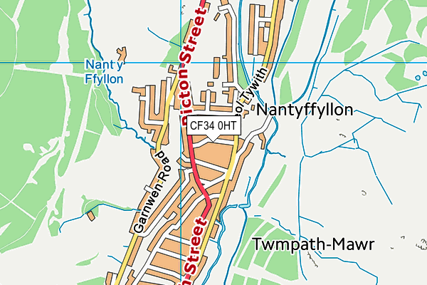 CF34 0HT map - OS VectorMap District (Ordnance Survey)