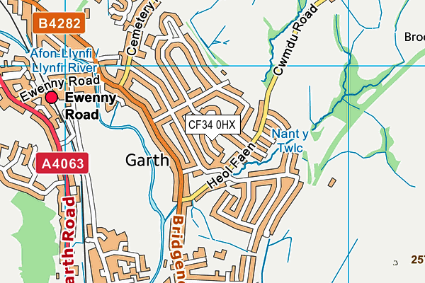 CF34 0HX map - OS VectorMap District (Ordnance Survey)