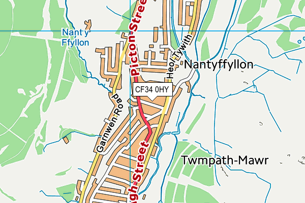 CF34 0HY map - OS VectorMap District (Ordnance Survey)