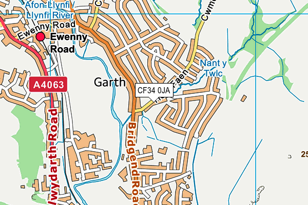 CF34 0JA map - OS VectorMap District (Ordnance Survey)