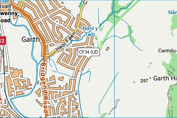 CF34 0JD map - OS VectorMap District (Ordnance Survey)