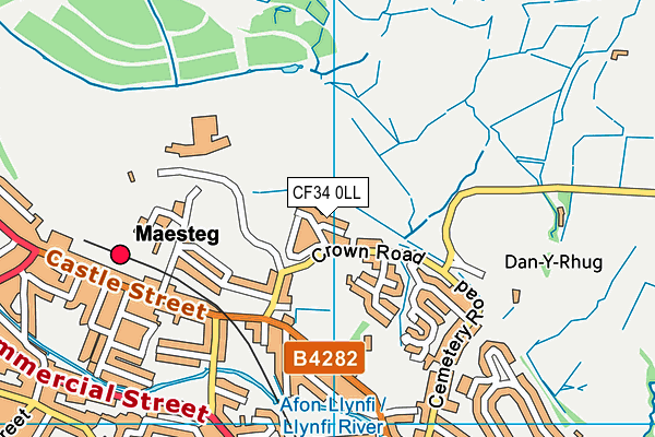 CF34 0LL map - OS VectorMap District (Ordnance Survey)