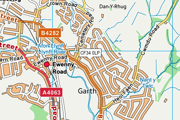 CF34 0LP map - OS VectorMap District (Ordnance Survey)