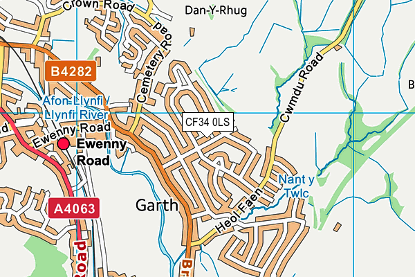 CF34 0LS map - OS VectorMap District (Ordnance Survey)