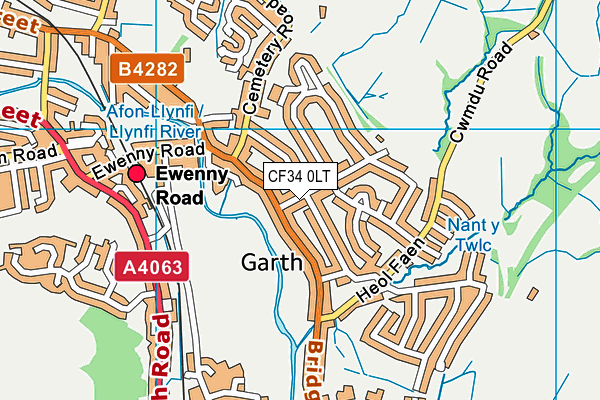 CF34 0LT map - OS VectorMap District (Ordnance Survey)