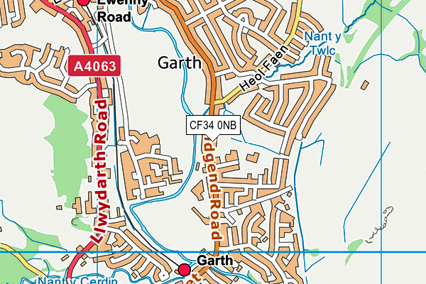 CF34 0NB map - OS VectorMap District (Ordnance Survey)