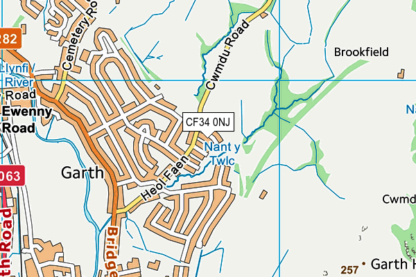 CF34 0NJ map - OS VectorMap District (Ordnance Survey)