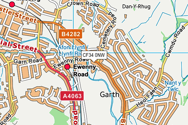 CF34 0NW map - OS VectorMap District (Ordnance Survey)