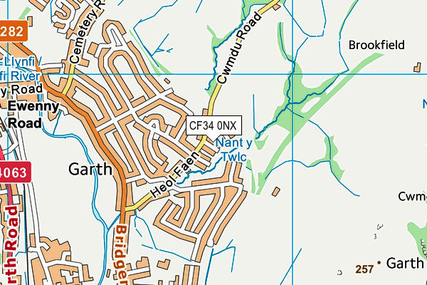 CF34 0NX map - OS VectorMap District (Ordnance Survey)