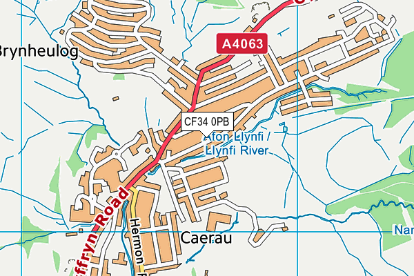 CF34 0PB map - OS VectorMap District (Ordnance Survey)