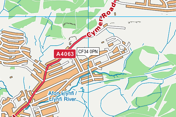 CF34 0PN map - OS VectorMap District (Ordnance Survey)