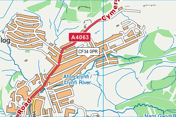 CF34 0PR map - OS VectorMap District (Ordnance Survey)