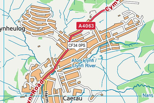 CF34 0PS map - OS VectorMap District (Ordnance Survey)