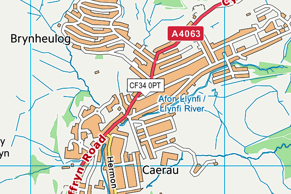 CF34 0PT map - OS VectorMap District (Ordnance Survey)