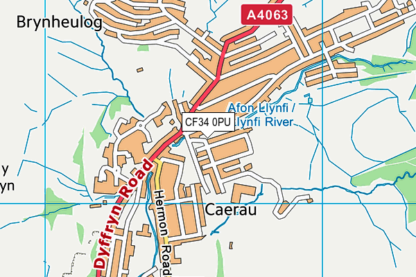 CF34 0PU map - OS VectorMap District (Ordnance Survey)