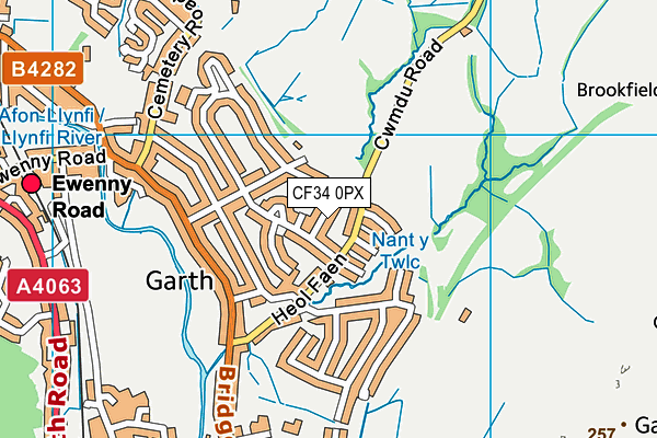 CF34 0PX map - OS VectorMap District (Ordnance Survey)