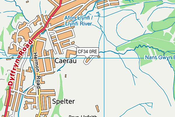 CF34 0RE map - OS VectorMap District (Ordnance Survey)