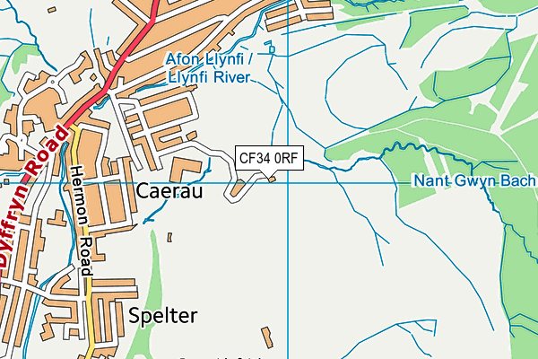 CF34 0RF map - OS VectorMap District (Ordnance Survey)