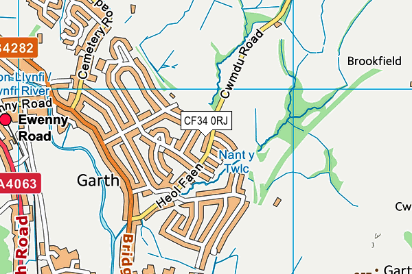 CF34 0RJ map - OS VectorMap District (Ordnance Survey)